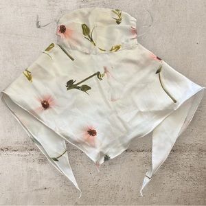 FREE WITH ANY PURCHASE White Silk Floral Scarf Mask